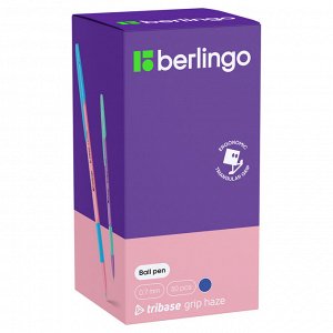 Ручка шариковая Berlingo ""Tribase grip haze"" синяя, 0,7мм, грип, ассорти