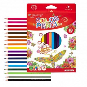 Карандаши цветные 18цветов YALONG Color Pencil трехгранные ароматезированные пластиковые