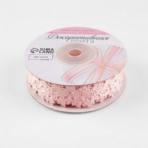 Лента фигурная «Розы», 25 мм, 9 ± 0,5 м, цвет нежно-розовый