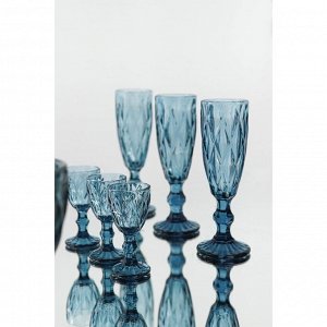 Бокал из стекла для шампанского Magistro «Круиз», 160 мл, 7x20 см, цвет синий
