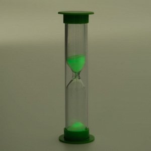 Песочные часы, на 1 минуту, флуоресцентные, 9 х 2.5 см, зеленые