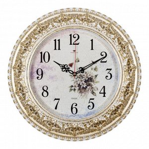 Часы настенные, интерьерные "Полевые цветы", бесшумные, d-38 см, циферблат 24 см