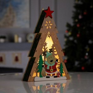 Светодиодная фигура «Олень с подарками» 20 x 30 x 5.5 см, дерево, батарейки AAAх2 (не в комплекте), свечение тёплое белое