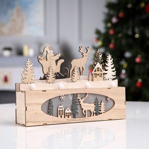 Светодиодная фигура «Новогодняя ночь» 24x17x6 см, дерево, батарейки AAAх2 (не в комплекте), свечение тёплое белое