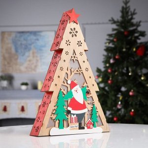 Светодиодная фигура «Дед Мороз» 29.5 x 45 x 7 см, дерево, батарейки AAAх2 (не в комплекте), свечение тёплое белое