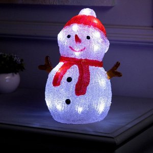 Светодиодная фигура «Снеговик» 15 x 16 x 10 см, акрил, 20 LED, батарейки АА x 3, свечение белое