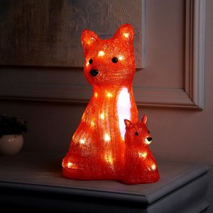Светодиодная фигура «Лиса с лисёнком» 24x35x19 см, акрил, 40 LED, 220 В, свечение белое