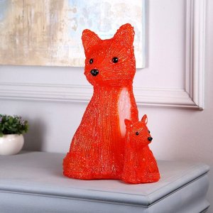Светодиодная фигура «Лиса с лисёнком» 24x35x19 см, акрил, 40 LED, 220 В, свечение белое