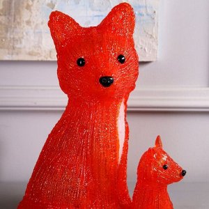 Светодиодная фигура «Лиса с лисёнком» 24x35x19 см, акрил, 40 LED, 220 В, свечение белое