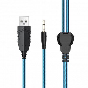 NEW ! Проводные игровые наушники HOCO W105 Joyful Gaming с микрофоном, раздельные коннекторы 3.5мм / USB, кабель 2м RGB подсветка