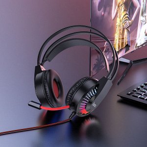 NEW ! Проводные игровые наушники HOCO W105 Joyful Gaming с микрофоном, раздельные коннекторы 3.5мм / USB, кабель 2м RGB подсветка