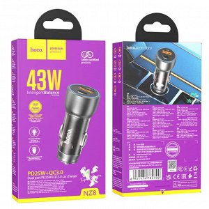 Автомобильное зарядное устройство HOCO NZ8 Sprinter, 1*USB + 1*Type-C, PD+QC3.0, 43W