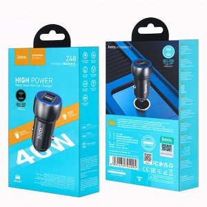Автомобильное зарядное устройство HOCO Z48 Tough, 2*Type-C, PD+QC3.0, 40W