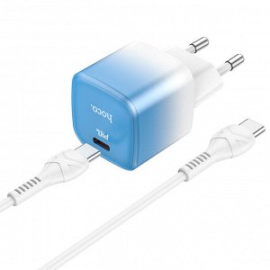 NEW ! Сетевое Зарядное устройство HOCO C101A NOVA USB-C с Кабелем Type-C-Lightning, или Type-C to Type-C 3.1A, белый PD20W