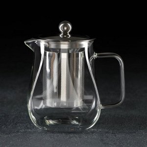 Чайник стеклянный заварочный с металлическим ситом «Бингли», 500 мл