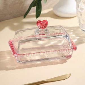 Маслёнка стеклянная «Розе», 17x10,5 см