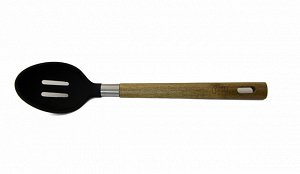 2170 GIPFEL Ложка с прорезями TRETER 33см с деревянной ручкой. Материал: акация, силикон, нерж.сталь