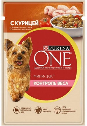 Purina ONE MINI влажный корм для собак мелких пород Курица+рис+томат 85гр пауч