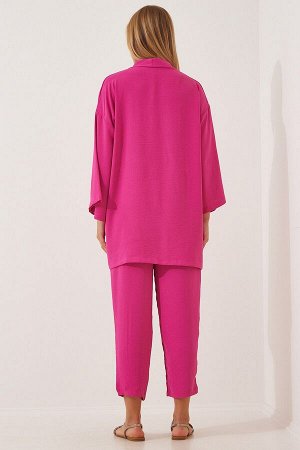 Женский комплект темно-розовых брюк-кимоно DZ00046