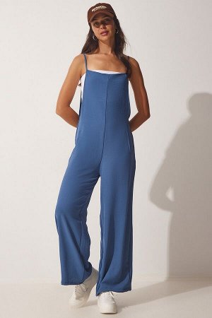 Женский струящийся комбинезон цвета индиго с карманами и синими карманами Ayrobin Gardener BF00077