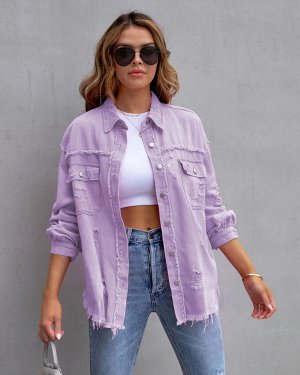 Рубашка джинсовая светло фиолетовая