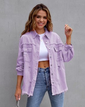 Рубашка джинсовая светло фиолетовая
