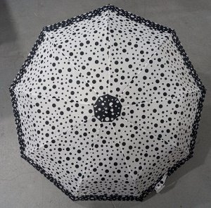 Зонт женский полуавтомат Горошины цвет Белый верх-черный низ (DINIYA)