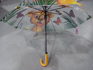 Зонт детский трость со свистком полуавтомат цвет Желтая ручка (DINIYA)