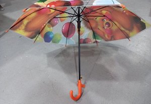 Зонт детский трость со свистком полуавтомат цвет Оранжевая ручка (DINIYA)