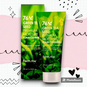 FarmStay Пенка для умывания 76 Green Tea Seed Premium Moisture (Семена Зеленого чая), 100мл