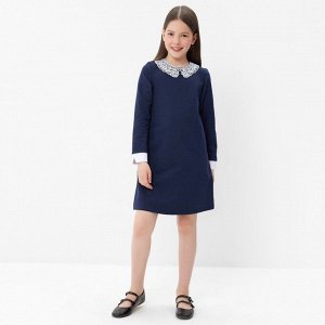 Платье "Школа-4" для девочки, цвет т.синий, рост 122см