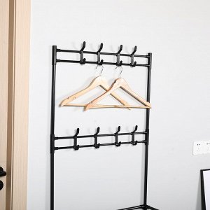 Вешалка напольная с подставкой для обуви (4 полки), 60см*29 см*154см (черный)
