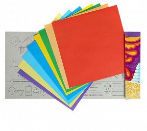 Бумага цветная для оригами А5, 20 х 20 см, 8 листов, 8 цветов "Оригами", в папке