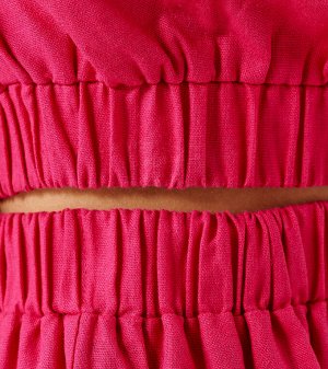Комплект (укороченная блузка на резинке, юбка макси с разрезом по боковому шву), ПА 143110w