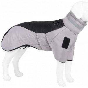 Куртка для больших собак, мембрана, XL (ДС 40, ОШ 41, ОГ 56 см), серо-чёрная