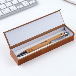 Бамбуковая ручка в деревянном футляре «Лучшему учителю», синяя паста, 1.0 мм
