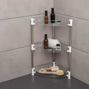 Этажерка настольная угловая 3-х секционная, 38.5x27.5x54.5 см, хром