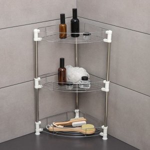 Этажерка настольная угловая 3-х секционная, 38.5x27.5x54.5 см, хром