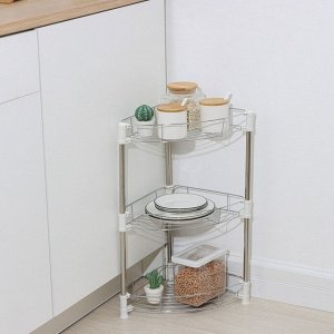 Этажерка настольная угловая 3-х секционная, 38.5x27.5x54.5 см, хром