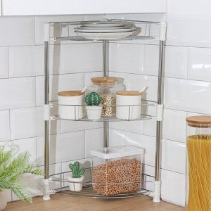 Этажерка настольная угловая 3-х секционная, 38.5x27.5x54.5 см, хром