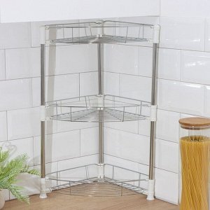 Этажерка настольная угловая 3-х секционная, 38.5x27.5x54.5 см, хром