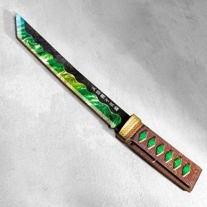 Сувенир деревянный "Нож Танто", в ножнах, зеленый