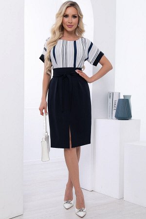 Платье Услуга примерки !

Ткань: блузочная, низ - костюмная.
Состав: 60% п/э, 35% вискоза. 5% эластан.
Цвет: темно-синий.
Вид застежки: потайная молния в боковом шве.
Силуэт: полуприлегающий.
Карманы: