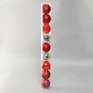 Ёлочные игрушки «Мелодия», шары новогодние, d=8 см, набор 9 шт., ёлочка глянец, красный