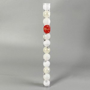 Ёлочные игрушки «Мелодия», шары новогодние, d=4 см, набор 12 шт., веточки, белый