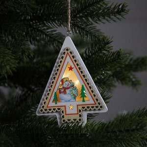 Ёлочная игрушка «Снеговик», 11х2.5x9.5 см, 1 LED, от батареек, свечение тёплое белое