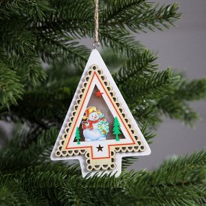 Ёлочная игрушка «Снеговик», 11х2.5x9.5 см, 1 LED, от батареек, свечение тёплое белое