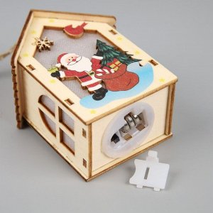 Ёлочная игрушка «Дед Мороз с подарками», 4.5х5x5.6 см, 1 LED, от батареек, свечение тёплое белое