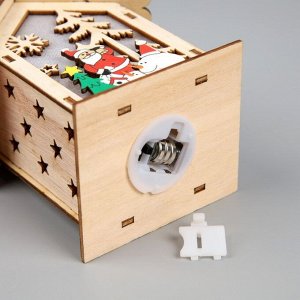 Ёлочная игрушка «Дед Мороз со снеговиками», 11х9.5x6.8 см, 1 LED, от батареек, свечение тёплое белое