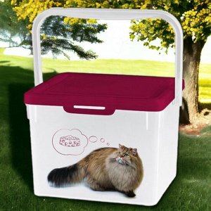 КОНТЕЙНЕР ДЛЯ КОРМА С ДЕКОРОМ LUCKY PET 5.3Л КОШКИ (Бордовый) (уцененный товар)